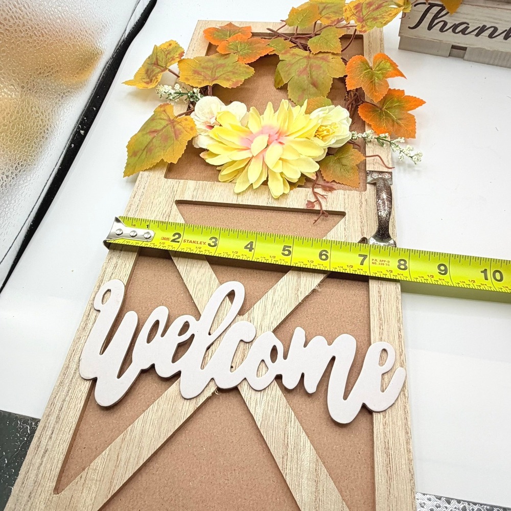 Unbranded Fall Home Decor Lot 2 Piece Tan White Excellent Rustic Autumn Signs - Picture 6 of 10